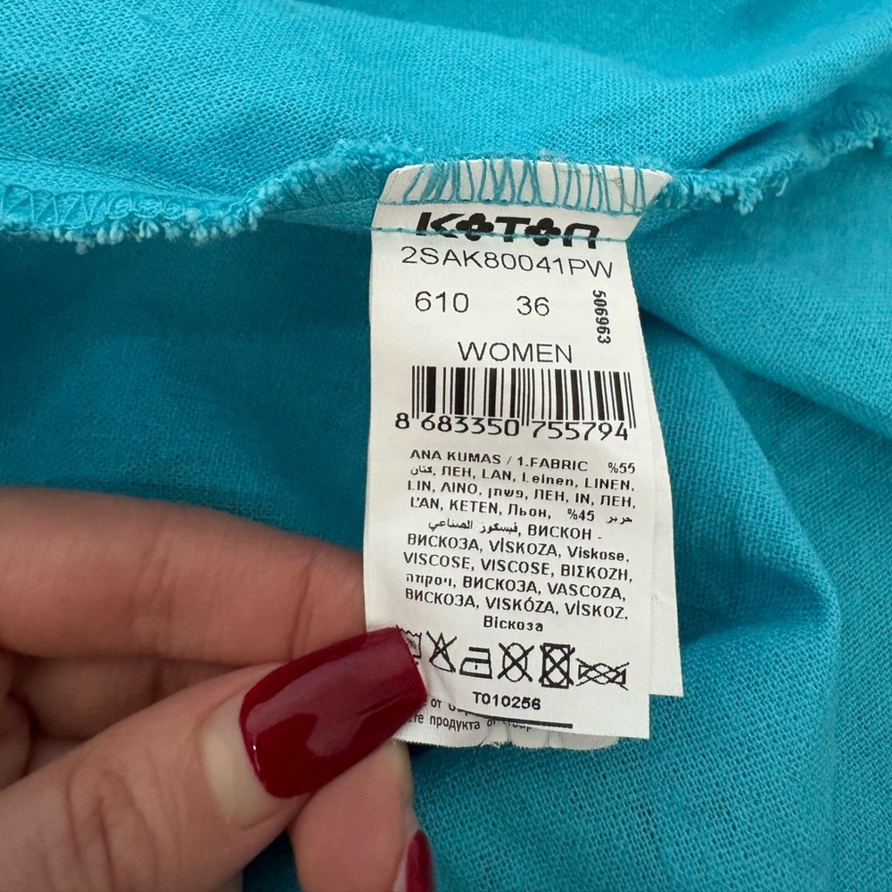 Blue Summer Ruffle Neck Sleeveless Fit & Flare Mini Dress Size S Beachy Vibrant - Picture 10 of 10